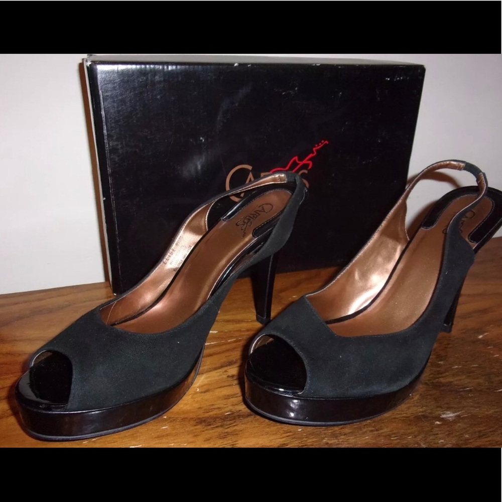 Black Open Toe Carlos Santana Elise Basic Leather… - image 3